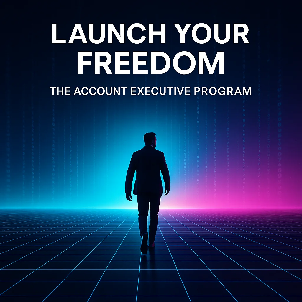 Person walking into glowing digital horizon, symbolizing opportunity and growth.