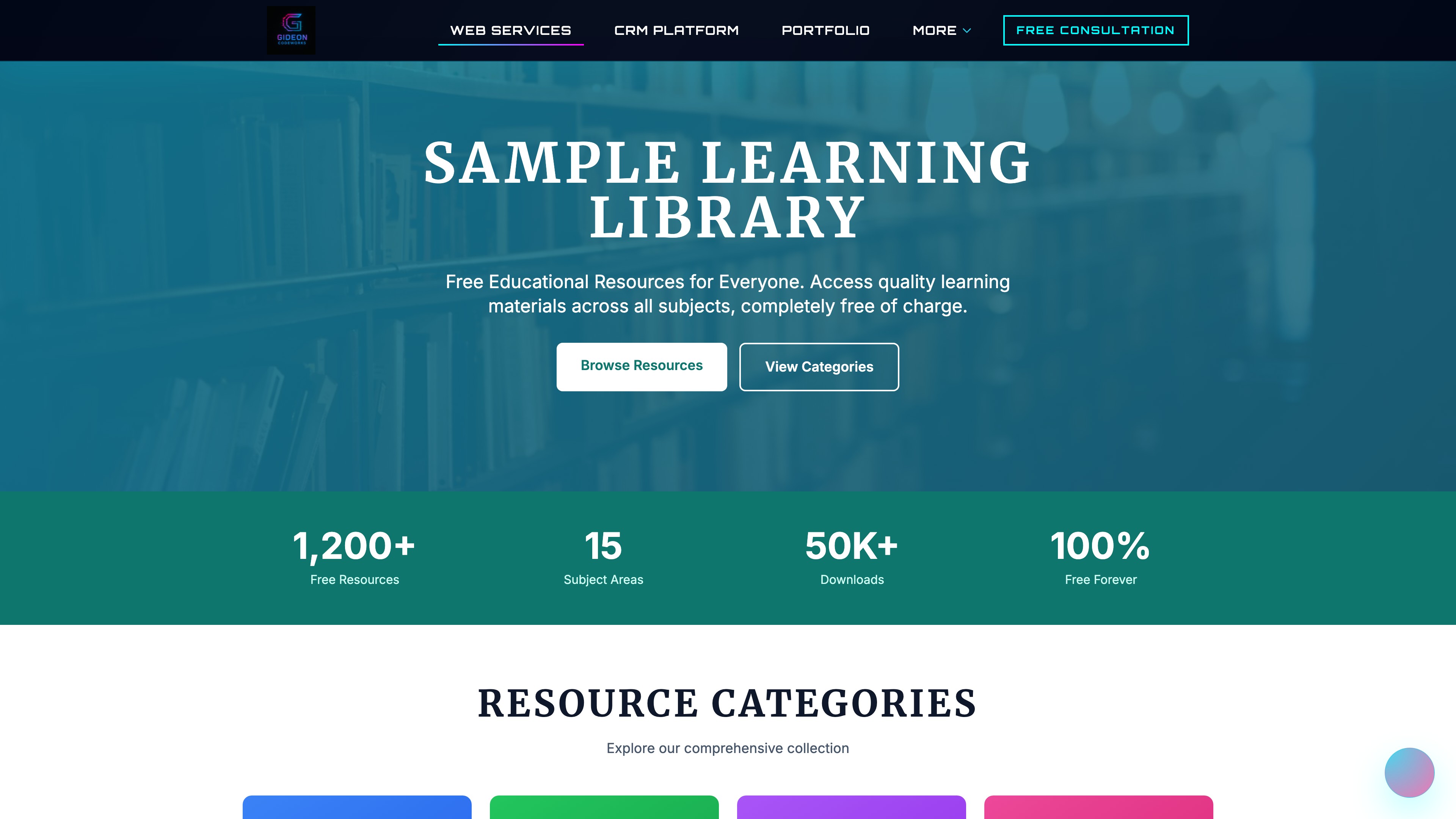 Educational library website demo