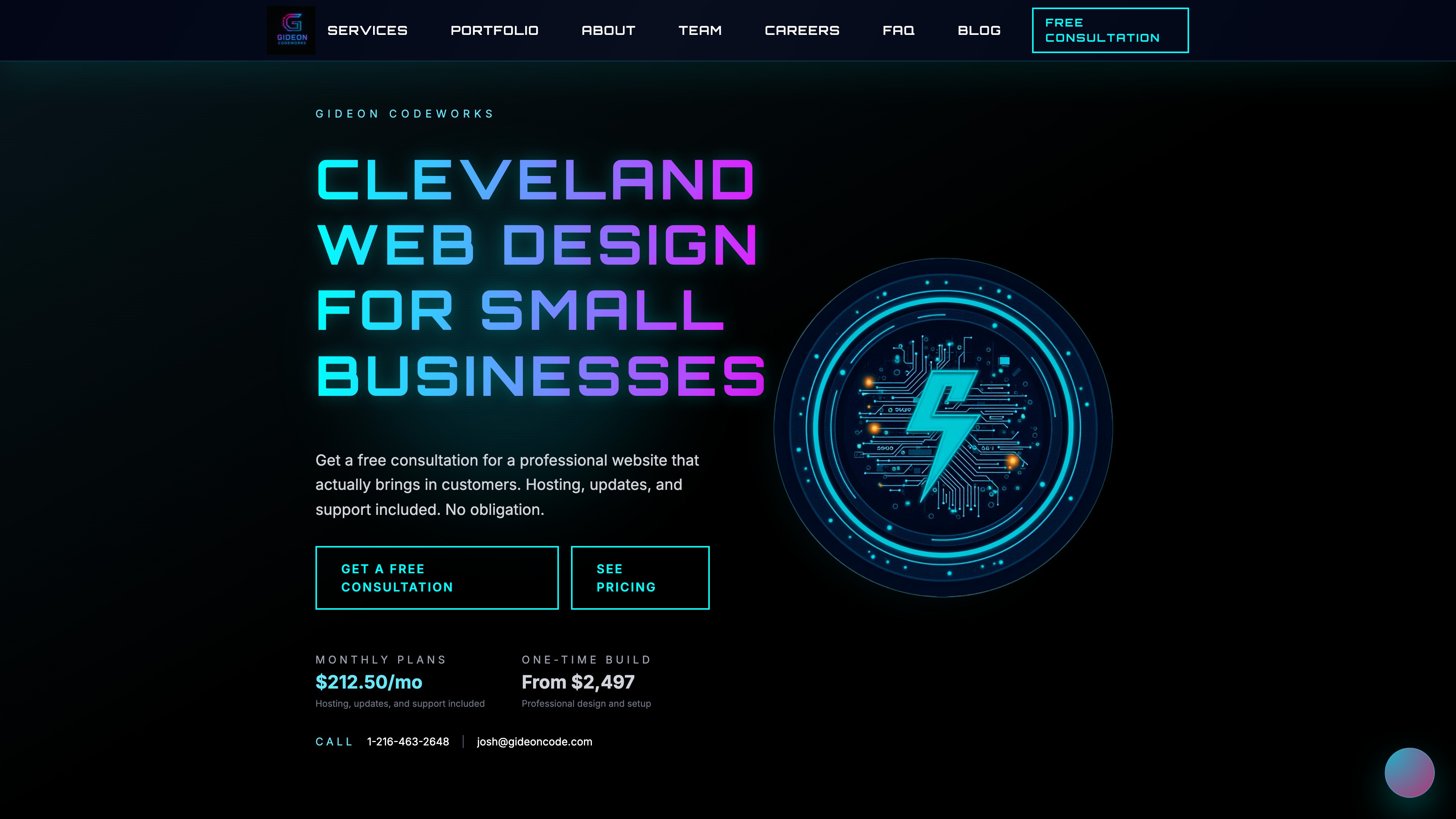 Homepage for Gideon Codeworks website