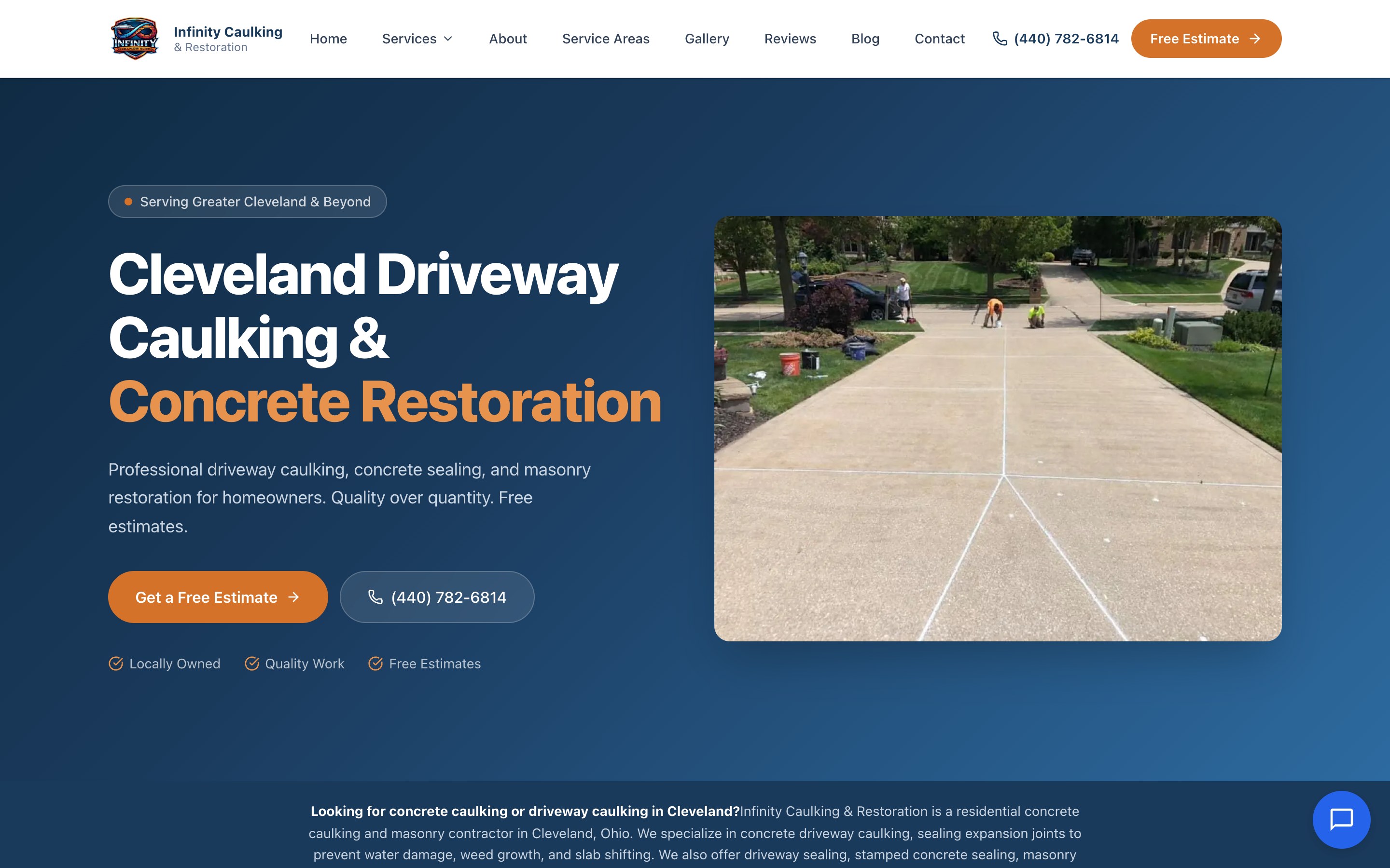 Infinity Caulking & Restoration website