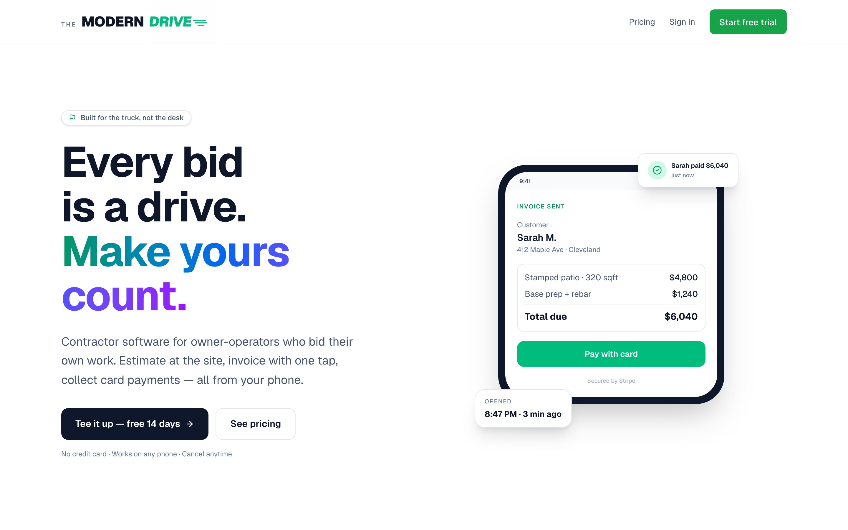 The Modern Drive — contractor SaaS